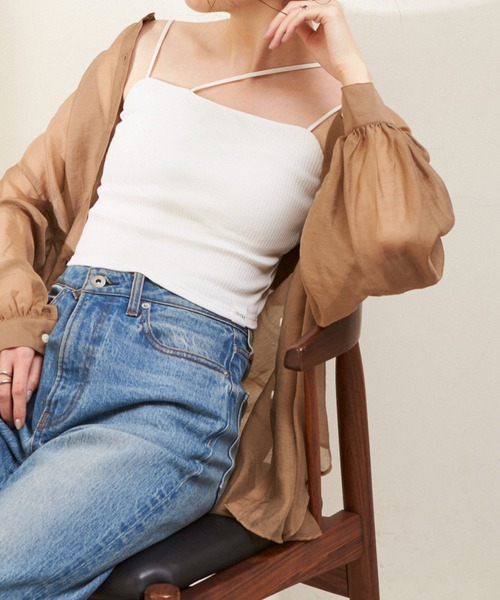 GUNZE（グンゼ）の「【shay／シェイ】(セットアイテム)シアーワッフルロンT×カップ付キャミ（Tシャツ/カットソー・レディース・ブラック/ブルー/アイボリー・ONE SIZE）」の20枚目の写真