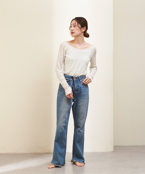 GUNZE（グンゼ）の「【shay／シェイ】(セットアイテム)シアーワッフルロンT×カップ付キャミ（Tシャツ/カットソー・レディース・ブラック/ブルー/アイボリー・ONE SIZE）」の15枚目の写真