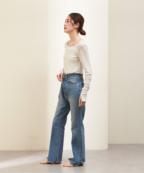 GUNZE（グンゼ）の「【shay／シェイ】(セットアイテム)シアーワッフルロンT×カップ付キャミ（Tシャツ/カットソー・レディース・ブラック/ブルー/アイボリー・ONE SIZE）」の16枚目の写真