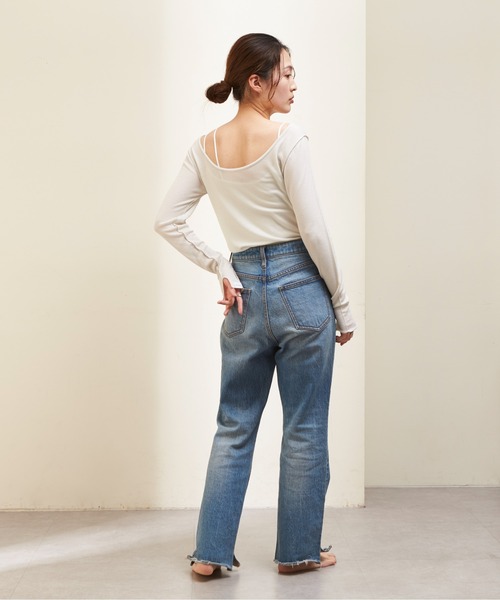 GUNZE（グンゼ）の「【shay／シェイ】(セットアイテム)シアーワッフルロンT×カップ付キャミ（Tシャツ/カットソー・レディース・ブラック/ブルー/アイボリー・ONE SIZE）」の18枚目の写真