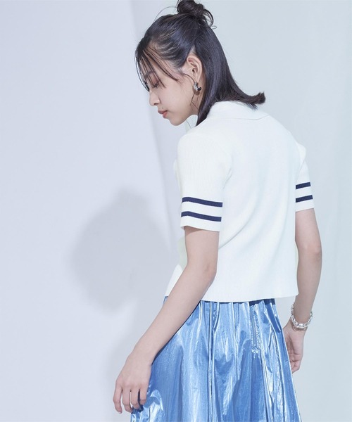 miette(ミエット)の「ダブルジップ半袖トップス(ニット/セーター・レディース・ブラック/オフホワイト/ライトグリーン・FREE)」の6枚目の写真