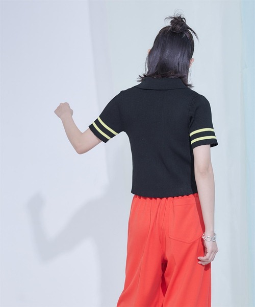 miette(ミエット)の「ダブルジップ半袖トップス(ニット/セーター・レディース・ブラック/オフホワイト/ライトグリーン・FREE)」の15枚目の写真
