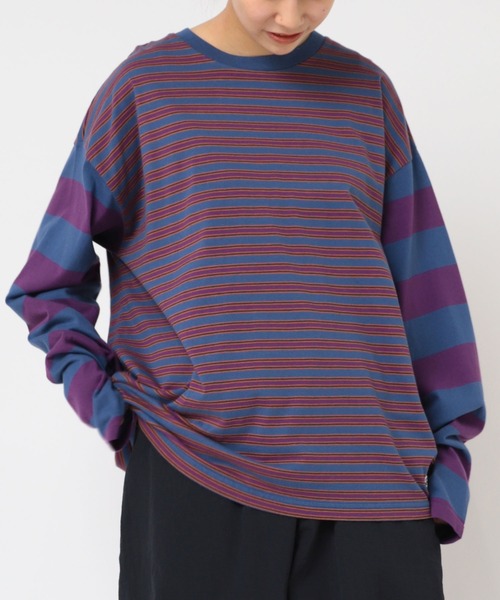 RNA（アールエヌエー）の「M2194 ボーダーコンビロングTシャツ（Tシャツ/カットソー・レディース・ピンク/ブラック/グレイッシュブルー/イエロー・MEDIUM）」の3枚目の写真