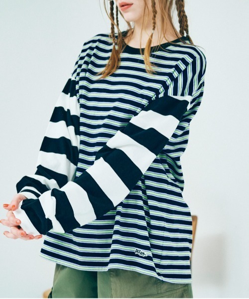 RNA（アールエヌエー）の「M2194 ボーダーコンビロングTシャツ（Tシャツ/カットソー・レディース・ピンク/ブラック/グレイッシュブルー/イエロー・MEDIUM）」の19枚目の写真