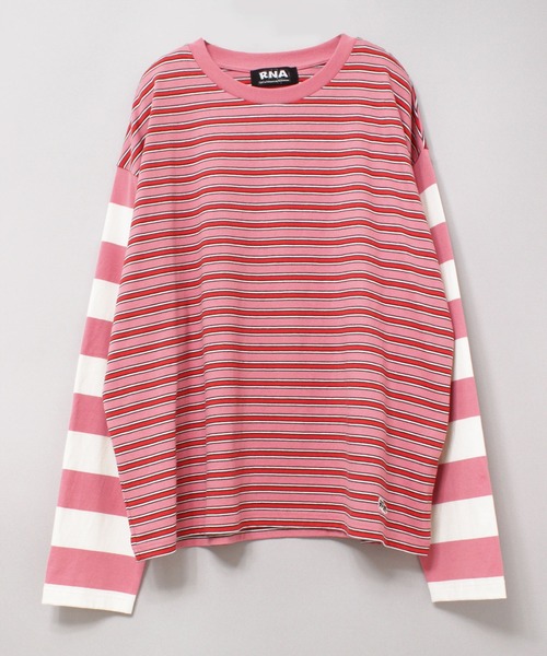RNA（アールエヌエー）の「M2194 ボーダーコンビロングTシャツ（Tシャツ/カットソー・レディース・ピンク/ブラック/グレイッシュブルー/イエロー・MEDIUM）」の6枚目の写真
