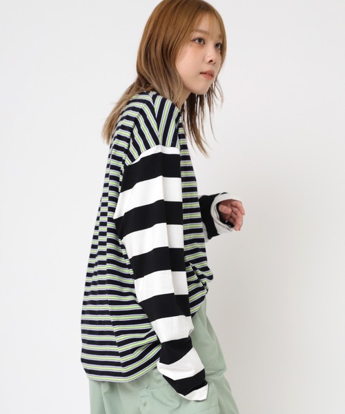 RNA（アールエヌエー）の「M2194 ボーダーコンビロングTシャツ（Tシャツ/カットソー・レディース・ピンク/ブラック/グレイッシュブルー/イエロー・MEDIUM）」の9枚目の写真