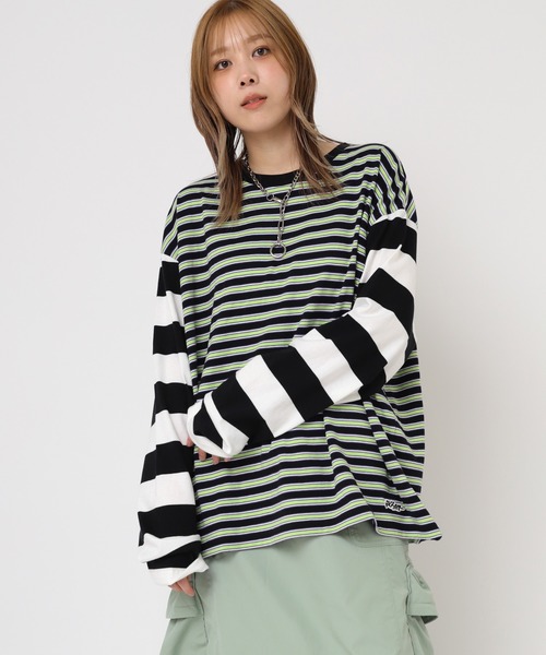 RNA（アールエヌエー）の「M2194 ボーダーコンビロングTシャツ（Tシャツ/カットソー・レディース・ピンク/ブラック/グレイッシュブルー/イエロー・MEDIUM）」の10枚目の写真