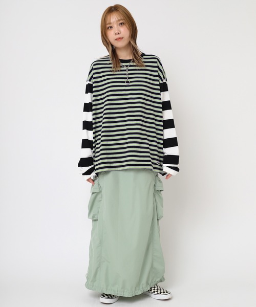 RNA（アールエヌエー）の「M2194 ボーダーコンビロングTシャツ（Tシャツ/カットソー・レディース・ピンク/ブラック/グレイッシュブルー/イエロー・MEDIUM）」の12枚目の写真