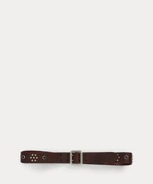 RRL（ダブル アール エル）の「スタデッドロゴ レザー ベルト（ベルト