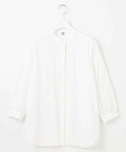 J.PRESS(ジェイプレス)の「【洗える】シャンブレー バンドカラー ピンタック ブラウス(シャツ/ブラウス・レディース・ホワイト系/ライトグレー系/ふじ色系・9/11)」の10枚目の写真