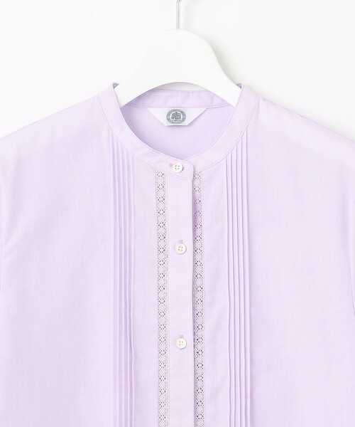 J.PRESS(ジェイプレス)の「【洗える】シャンブレー バンドカラー ピンタック ブラウス(シャツ/ブラウス・レディース・ホワイト系/ライトグレー系/ふじ色系・9/11)」の14枚目の写真
