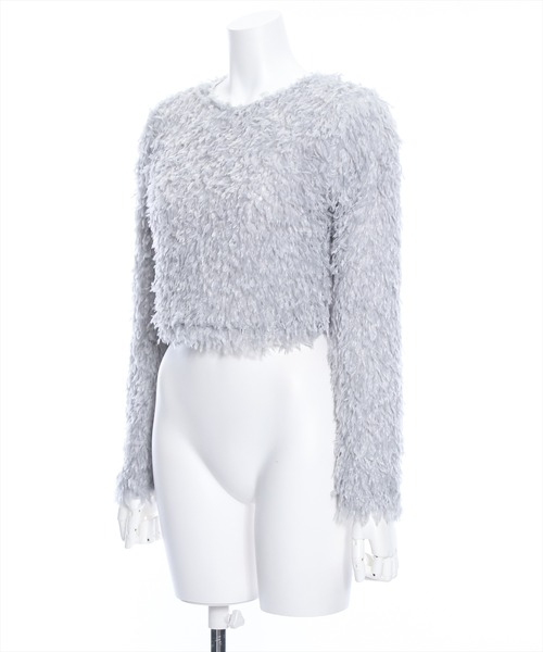 clear（クリア）の「フェザーフレアスリーブトップス≪2024SS新作≫（ニット/セーター・レディース・グレー/ベージュ/グリーン/ピンク・F）」の9枚目の写真