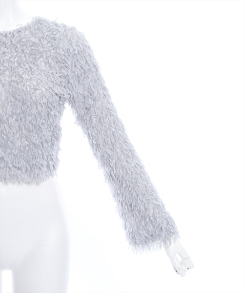 clear（クリア）の「フェザーフレアスリーブトップス≪2024SS新作≫（ニット/セーター・レディース・グレー/ベージュ/グリーン/ピンク・F）」の5枚目の写真