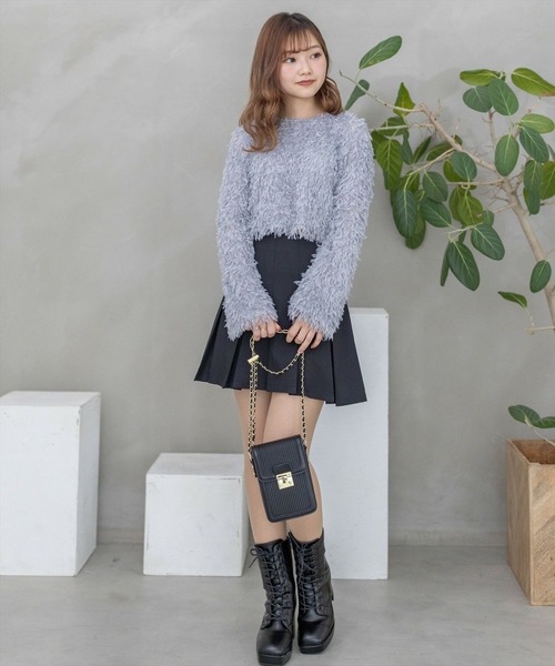 clear（クリア）の「フェザーフレアスリーブトップス≪2024SS新作≫（ニット/セーター・レディース・グレー/ベージュ/グリーン/ピンク・F）」の14枚目の写真