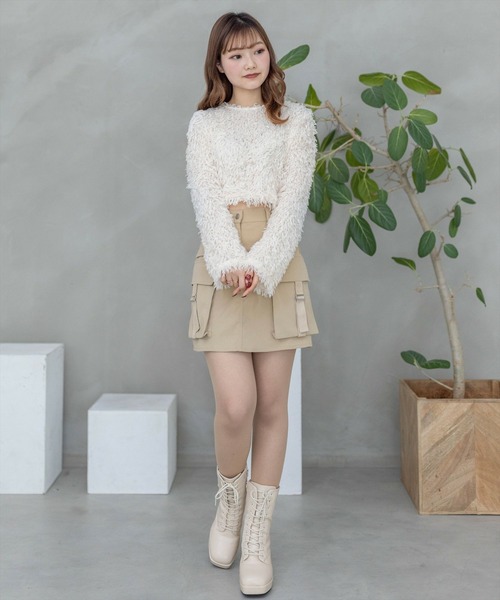 clear（クリア）の「フェザーフレアスリーブトップス≪2024SS新作≫（ニット/セーター・レディース・グレー/ベージュ/グリーン/ピンク・F）」の18枚目の写真