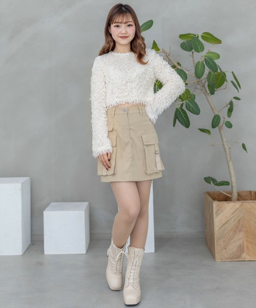 clear（クリア）の「フェザーフレアスリーブトップス≪2024SS新作≫（ニット/セーター・レディース・グレー/ベージュ/グリーン/ピンク・F）」の19枚目の写真