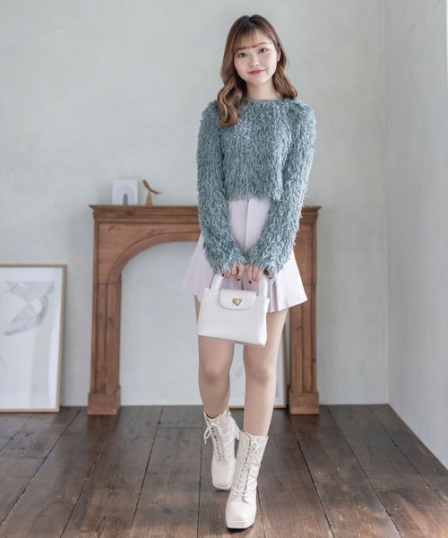 clear（クリア）の「フェザーフレアスリーブトップス≪2024SS新作≫（ニット/セーター・レディース・グレー/ベージュ/グリーン/ピンク・F）」の20枚目の写真