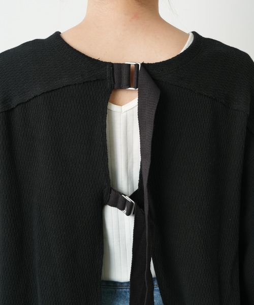 etsinta（エシンタ）の「【etsinta/エシンタ】ワッフルボリュームスリーブバックベルト（Tシャツ/カットソー・レディース・ブラック/オフホワイト/グレー・ONE SIZE）」の9枚目の写真