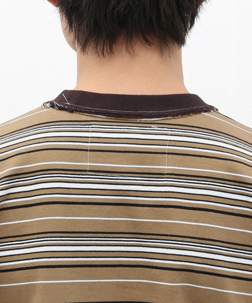 CAMIEL FORTGENS（カミエル フォートへンス）の「CAMIEL FORTGENS / NORMAL TEE HEAVY JERSEY 17.01.02.01 STRIP（Tシャツ/カットソー・メンズ・ブラウン・LARGE/MEDIUM）」の7枚目の写真
