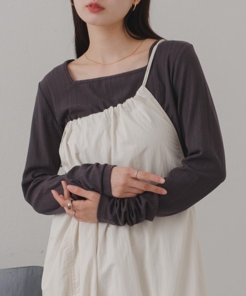 Kastane（カスタネ）の「【2024SSカタログ掲載】ストレッチリブロンTEE（Tシャツ/カットソー・レディース・グレー/イエロー/アイボリー・FREE）」の2枚目の写真