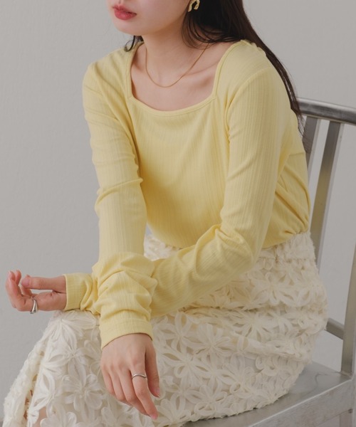 Kastane（カスタネ）の「【2024SSカタログ掲載】ストレッチリブロンTEE（Tシャツ/カットソー・レディース・グレー/イエロー/アイボリー・FREE）」の3枚目の写真