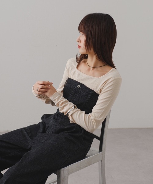 Kastane（カスタネ）の「【2024SSカタログ掲載】ストレッチリブロンTEE（Tシャツ/カットソー・レディース・グレー/イエロー/アイボリー・FREE）」の6枚目の写真