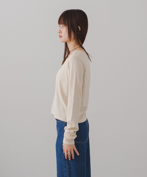 Kastane（カスタネ）の「【2024SSカタログ掲載】ストレッチリブロンTEE（Tシャツ/カットソー・レディース・グレー/イエロー/アイボリー・FREE）」の11枚目の写真