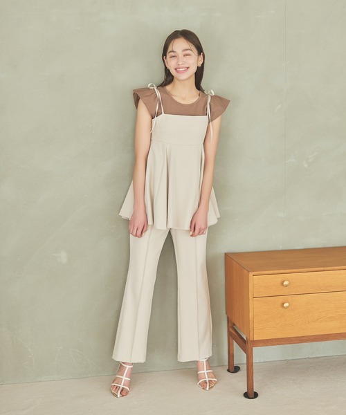 mysty woman（ミスティウーマン）の「ギャザーフレンチスリーブプルオーバー　113881（Tシャツ/カットソー・レディース・オフホワイト/ブラック/ブラウン・FREE）」の6枚目の写真