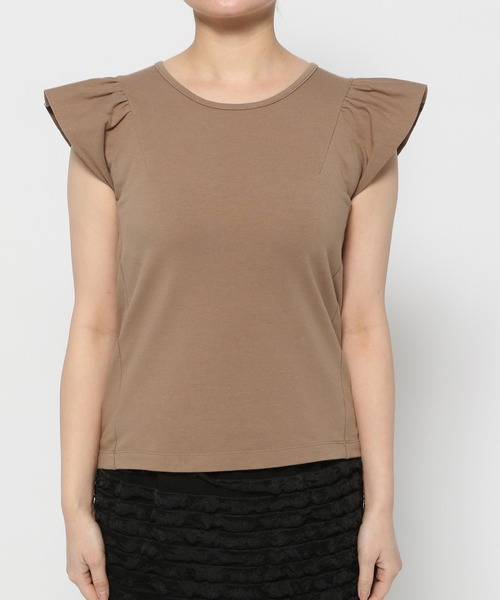 mysty woman（ミスティウーマン）の「ギャザーフレンチスリーブプルオーバー　113881（Tシャツ/カットソー・レディース・オフホワイト/ブラック/ブラウン・FREE）」の11枚目の写真