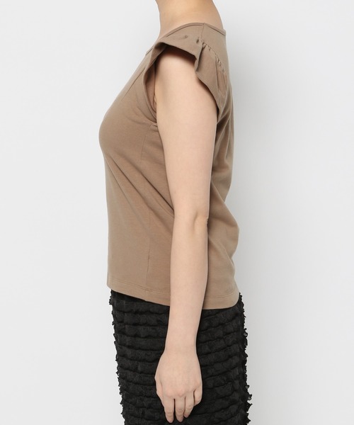 mysty woman（ミスティウーマン）の「ギャザーフレンチスリーブプルオーバー　113881（Tシャツ/カットソー・レディース・オフホワイト/ブラック/ブラウン・FREE）」の12枚目の写真