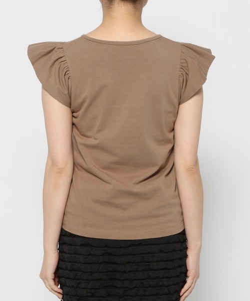 mysty woman（ミスティウーマン）の「ギャザーフレンチスリーブプルオーバー　113881（Tシャツ/カットソー・レディース・オフホワイト/ブラック/ブラウン・FREE）」の13枚目の写真