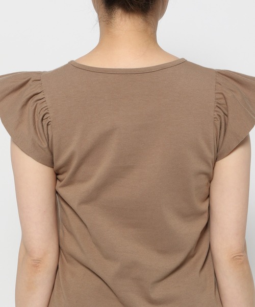 mysty woman（ミスティウーマン）の「ギャザーフレンチスリーブプルオーバー　113881（Tシャツ/カットソー・レディース・オフホワイト/ブラック/ブラウン・FREE）」の14枚目の写真