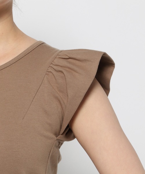 mysty woman（ミスティウーマン）の「ギャザーフレンチスリーブプルオーバー　113881（Tシャツ/カットソー・レディース・オフホワイト/ブラック/ブラウン・FREE）」の16枚目の写真