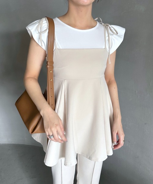 mysty woman（ミスティウーマン）の「ギャザーフレンチスリーブプルオーバー　113881（Tシャツ/カットソー・レディース・オフホワイト/ブラック/ブラウン・FREE）」の21枚目の写真