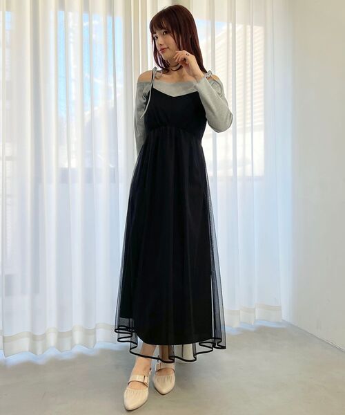 MAJESTIC LEGON（マジェスティックレゴン）の「リボンオフショルリブトップス（Tシャツ/カットソー・レディース・ブラック/グレー/ピンク・MEDIUM）」の9枚目の写真