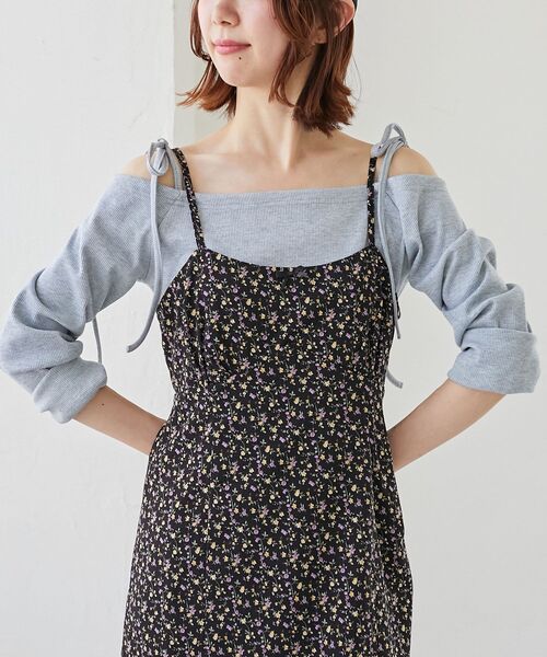 MAJESTIC LEGON（マジェスティックレゴン）の「リボンオフショルリブトップス（Tシャツ/カットソー・レディース・ブラック/グレー/ピンク・MEDIUM）」の10枚目の写真