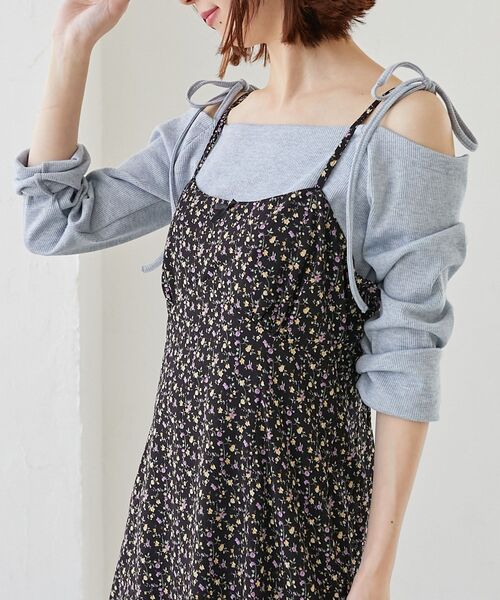 MAJESTIC LEGON（マジェスティックレゴン）の「リボンオフショルリブトップス（Tシャツ/カットソー・レディース・ブラック/グレー/ピンク・MEDIUM）」の12枚目の写真