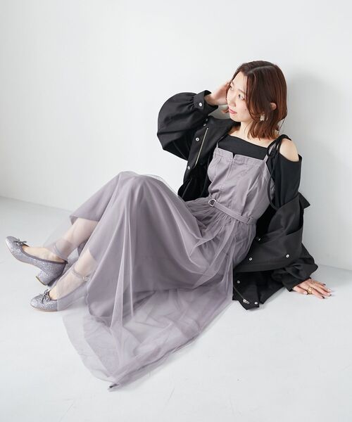 MAJESTIC LEGON（マジェスティックレゴン）の「リボンオフショルリブトップス（Tシャツ/カットソー・レディース・ブラック/グレー/ピンク・MEDIUM）」の14枚目の写真