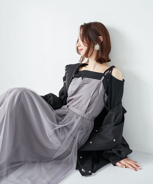 MAJESTIC LEGON（マジェスティックレゴン）の「リボンオフショルリブトップス（Tシャツ/カットソー・レディース・ブラック/グレー/ピンク・MEDIUM）」の15枚目の写真