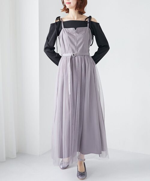 MAJESTIC LEGON（マジェスティックレゴン）の「リボンオフショルリブトップス（Tシャツ/カットソー・レディース・ブラック/グレー/ピンク・MEDIUM）」の16枚目の写真