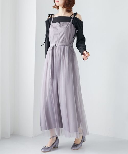 MAJESTIC LEGON（マジェスティックレゴン）の「リボンオフショルリブトップス（Tシャツ/カットソー・レディース・ブラック/グレー/ピンク・MEDIUM）」の17枚目の写真