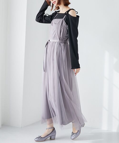 MAJESTIC LEGON（マジェスティックレゴン）の「リボンオフショルリブトップス（Tシャツ/カットソー・レディース・ブラック/グレー/ピンク・MEDIUM）」の18枚目の写真