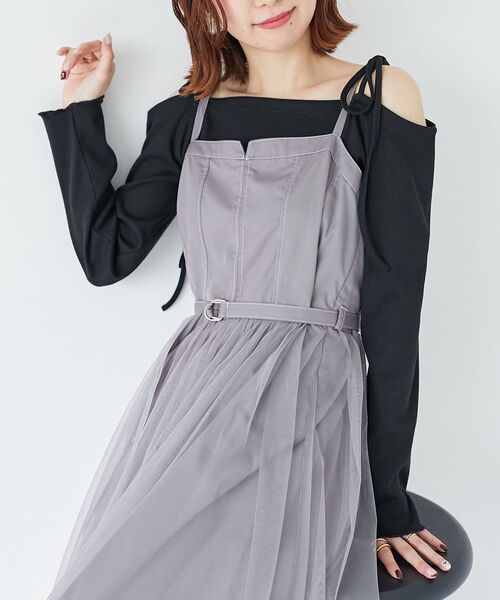 MAJESTIC LEGON（マジェスティックレゴン）の「リボンオフショルリブトップス（Tシャツ/カットソー・レディース・ブラック/グレー/ピンク・MEDIUM）」の19枚目の写真