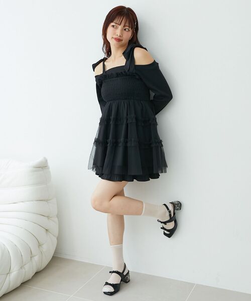 MAJESTIC LEGON（マジェスティックレゴン）の「リボンオフショルリブトップス（Tシャツ/カットソー・レディース・ブラック/グレー/ピンク・MEDIUM）」の21枚目の写真