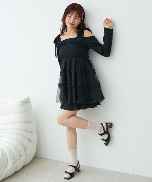 MAJESTIC LEGON（マジェスティックレゴン）の「リボンオフショルリブトップス（Tシャツ/カットソー・レディース・ブラック/グレー/ピンク・MEDIUM）」の22枚目の写真