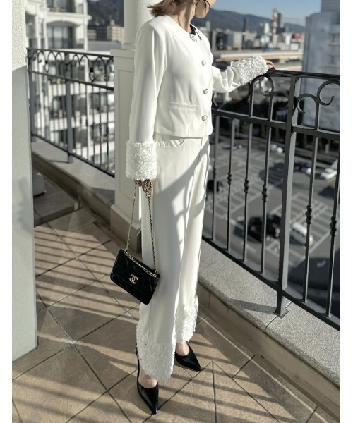 リヴドロワ　白　アイボリー ノーカラージャケット whyto-wht24fjk4034_1.jpg