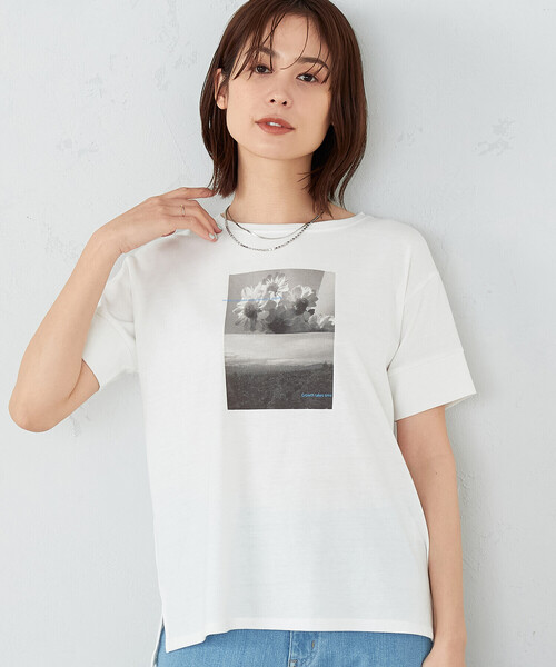 COMME CA ISM(コムサイズム)の「速乾 フォトプリントTシャツ(Tシャツ/カットソー・レディース・グレイッシュベージュ/オレンジ/ホワイト/ダークブラウン・SMALL/MEDIUM/LARGE)」の9枚目の写真