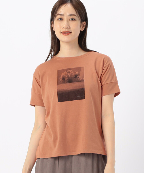 COMME CA ISM(コムサイズム)の「速乾 フォトプリントTシャツ(Tシャツ/カットソー・レディース・グレイッシュベージュ/オレンジ/ホワイト/ダークブラウン・SMALL/MEDIUM/LARGE)」の4枚目の写真