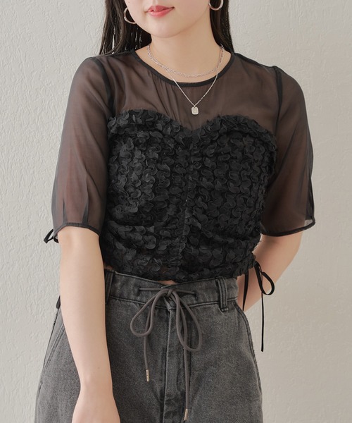 Chico（チコ）の「シアーレイヤードトップス（Tシャツ/カットソー