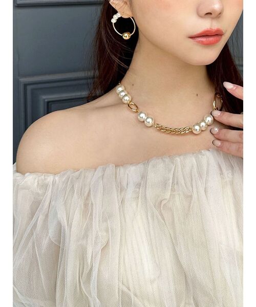 RESEXXY（リゼクシー）の「パールチェーンコンビネックレス（ネックレス・レディース・シルバー/ゴールド・FREE）」の2枚目の写真